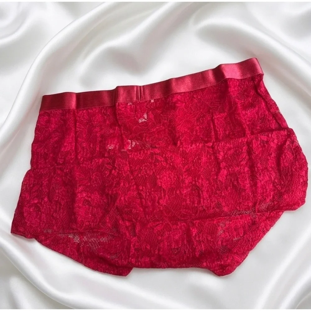 Cosabella Never Say Never Lace Trunk‎ Shorts Red size XL NWT